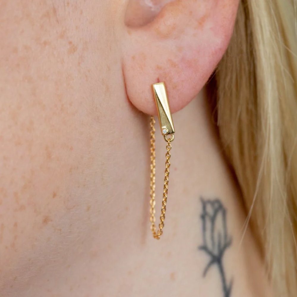 Flex Falling Chain Earrings with Lab Grown Diamonds - 14K Gold Vermeil